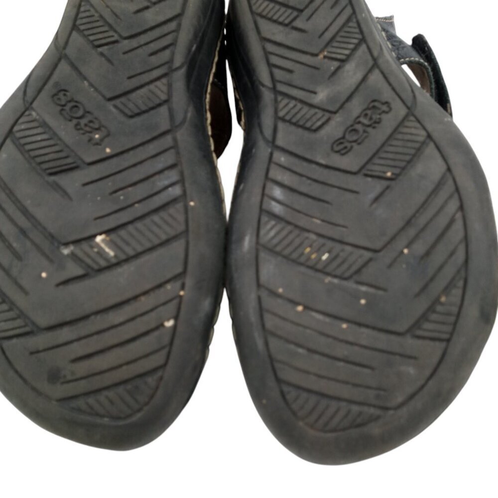Taos Escape Black Leather Wedge Comfort Sandals Size 40 US 9-9.5 Adjustable - Picture 8 of 14